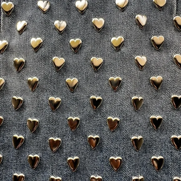 Saint Laurent Denim Mini Skirt with Metal Hearts Size 27